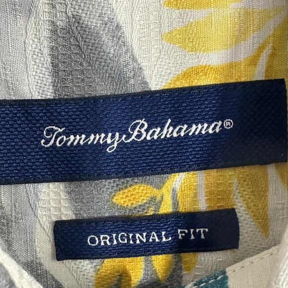 Tommy Bahama Island Zone Silk Blend Hawaiian Shirt Size Large Palm Tropical - Picture 3 of 5